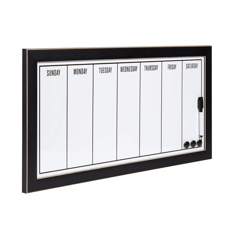 DesignOvation Wyeth Framed Magnetic Dry Erase Weekly Calendar, Black - Image 2